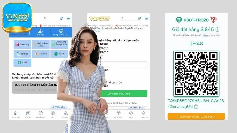 Nạp tiền Vin777 bằng USDT